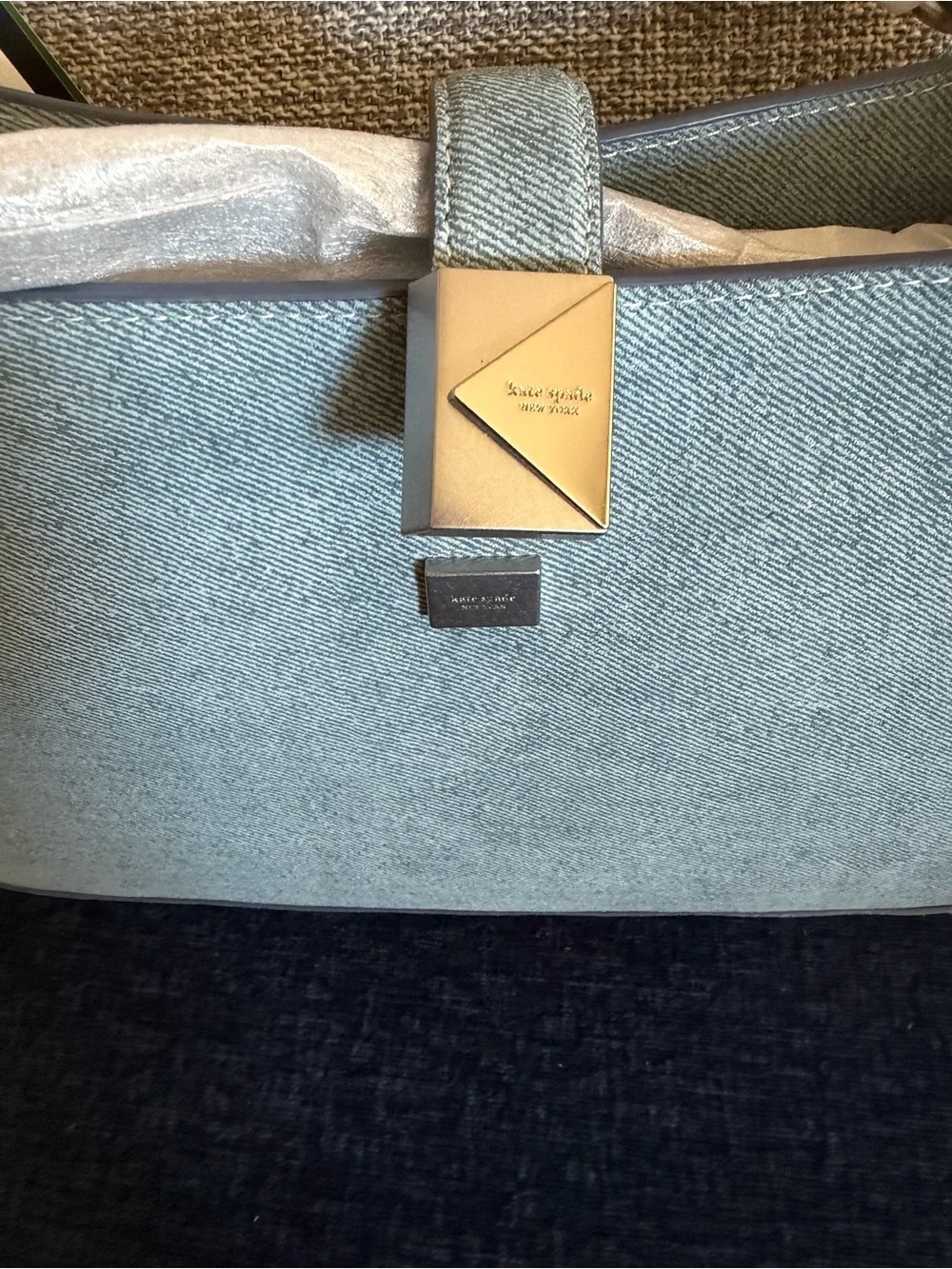 Kate Spade New York Deco Denim Suede Hobo Crossbody NWT